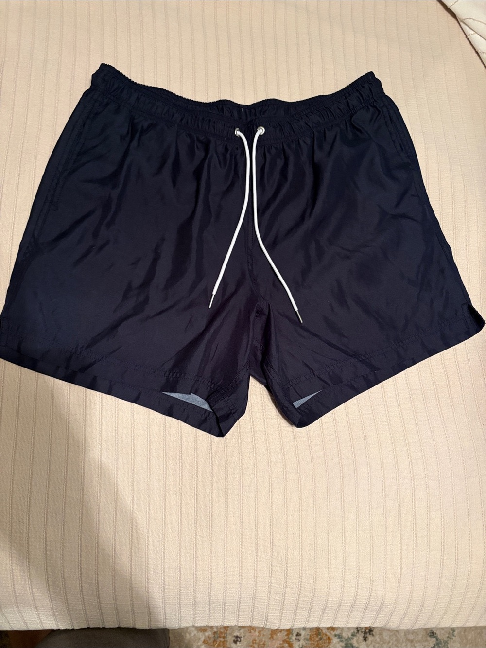 Lands' End Navy Quick-Dry Swim Trunks with Drawstring XL 6” inseam